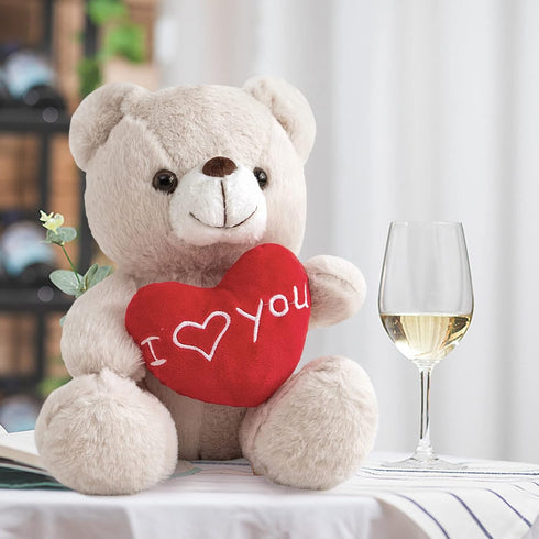 I Love You Teddy Bear for Girlfriend, Cute Stuffed Animals Plush Toys, 12 Inch Brown Bear for Mother's Day