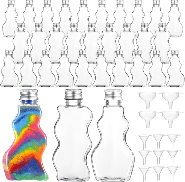 30 Packs 2.5 oz Plastic Sand Art Bottles with Lids for Kids, Clear Containers for Sand Art Crafts