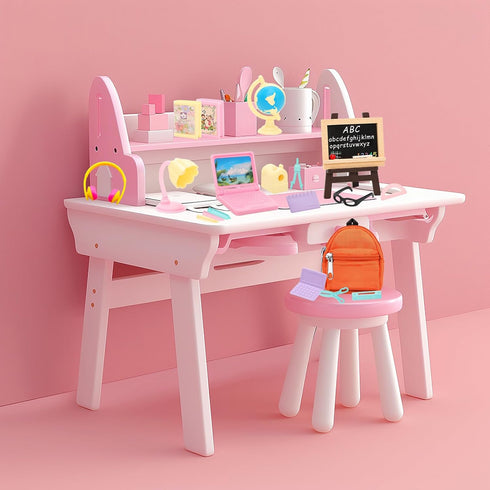 ENOCHT 27 Pcs Doll School Accessories, 4 Doll Backpacks with Zipper, Computers, Glasses, Study Accessories