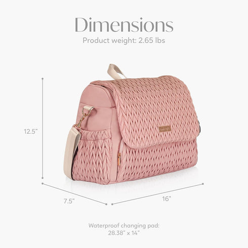 Backpack Hannah & Sophia Belle Convertible Baby Diaper & Bag in Pink Polyester with Classic Style