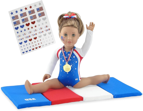Emily Rose 18 Inch Doll Clothes Gymnastics Outfit & Accessories - Compatible with American Girl Dolls
