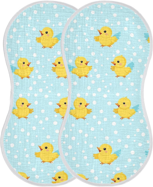 tplaotee 22x11in White Polka Dots Cartoon Yellow Chicks Cotton Neutral Burp Cloths Breathable Baby spit up Cloth