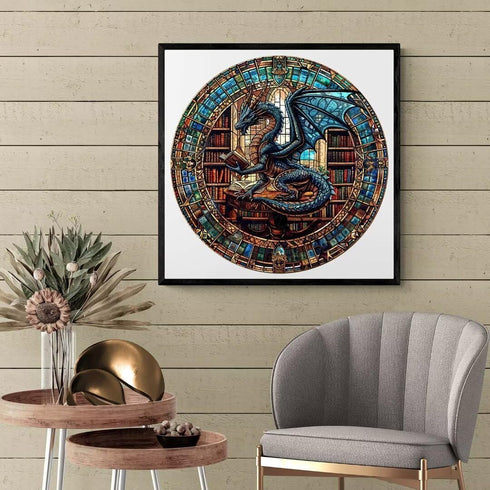 300 13.4 13.3 Dragon Library Puzzles Adults Gifts for Men Women Wooden Pieces x