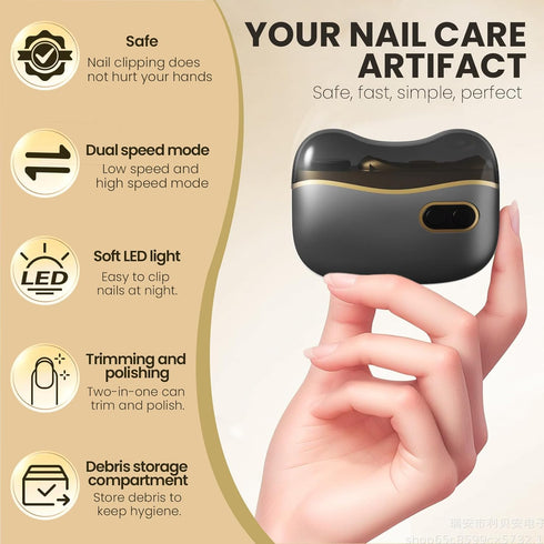 generic 2 Trimmer Automatic Electric Nail Clipper Speed Electric Nail with LED Light Nail Cutter with Nail Debris
