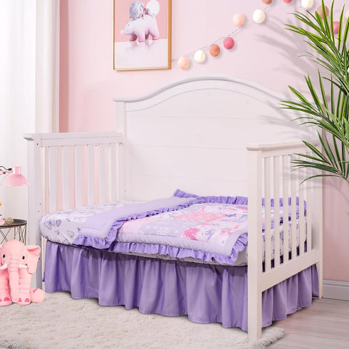 Set 3 Set Set Cloele Crib Bedding for Girls, Pieces Floral Butterfly Baby Bedding -Includes Comforter Fitted Sheet Crib