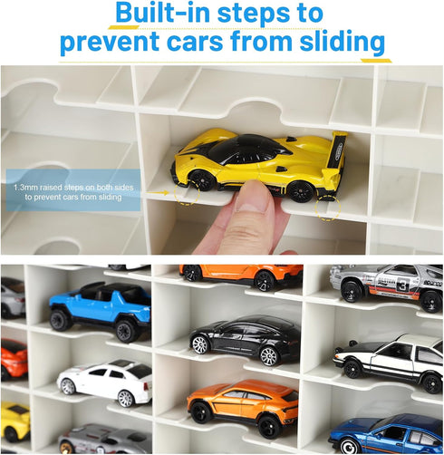 1/64 48-Slot Saichotoy Storage Case for Hot Wheels - Carrying Display Case for Scale Toy Cars, Double-Sided Transparent