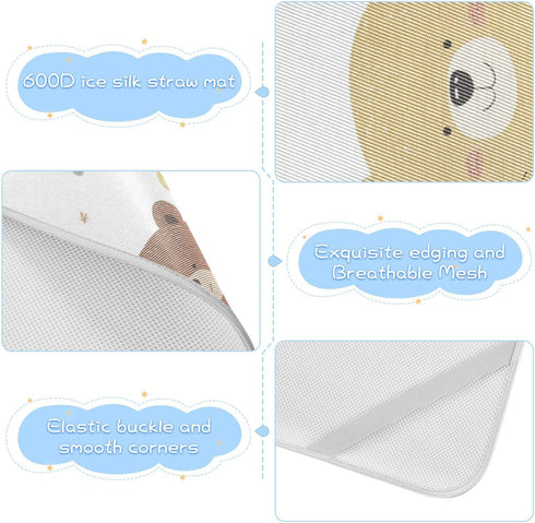 SyXIOP 28" 52" Chic Bears Brown Cooling Baby Crib Mattress x Breathable Crib Padding for Kids, Adult