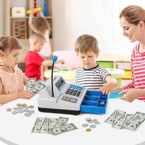 103 Set 3, 4, 5, 6 7 8+ Calculator Cash Register - Pcs Toy Cash Register, Store with Microphone, Credit Card