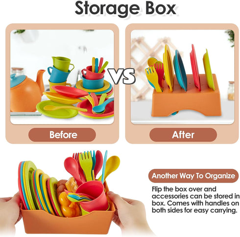 Set 3 4 5+ Buyger Play Kitchen Accessories, Play Dishes Plates and Utensils Tea Party Food Dessert Toys Gifts for Ages