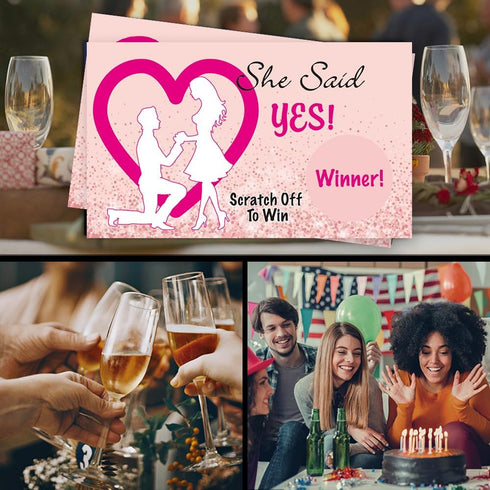 50 Pack She Said Yes Scratch Off Game, Engagement Proposal Cards for Couples, Bachelorette Party Ideas, Bridal Shower
