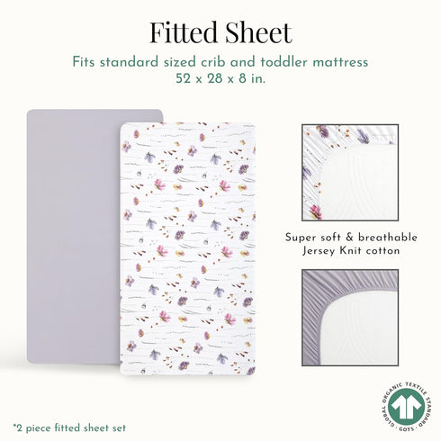 2 Pack Evolur Be Wild Light Crib Sheet, Fitted Crib Sheet for Standard Crib and Toddler Mattress, Soft and Breathable