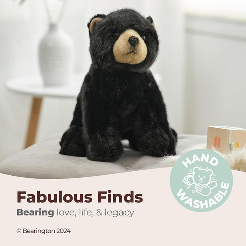 Berington Asher Plush Black Bear Stuffed Animal - 13 Inches