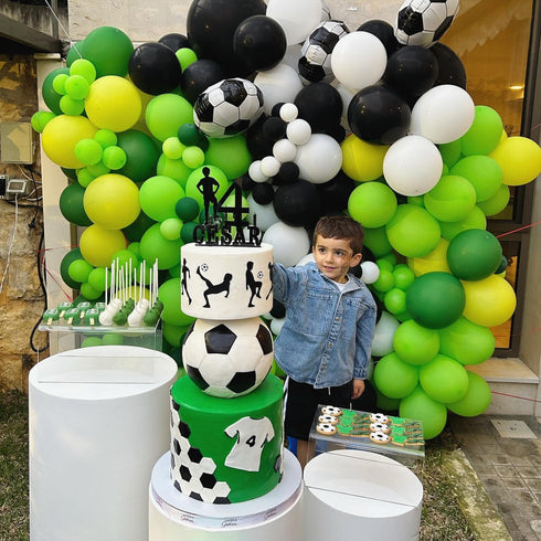 Green Black and White Balloons - 60 PCS Set with Confetti Balloons for Video Game Football Theme Party
