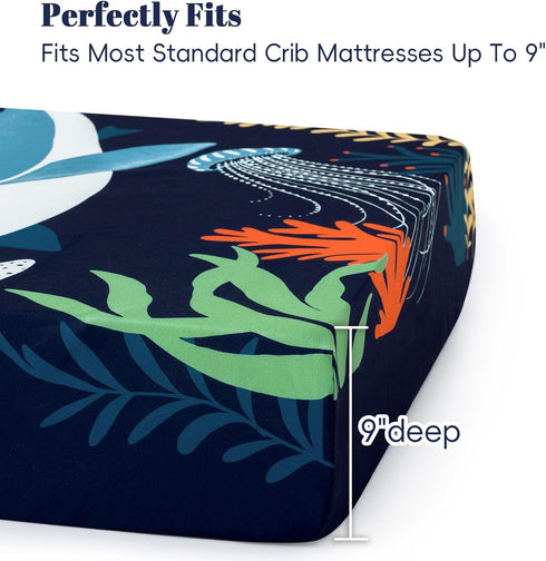 4 Pack 28x52 Inches PHF Soft Shark Crib Sheets Fitted, Comfy Breathable Baby Sheets for Boys Girls, Fits Standard Crib