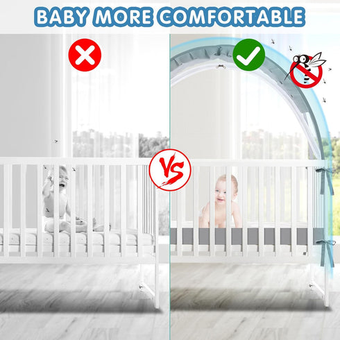 Zkaitoy Crib Tent - Crib Net to Keep Baby in, Stop Baby from Climbing Out of Crib, Pop Up Baby Crib Tent with Double