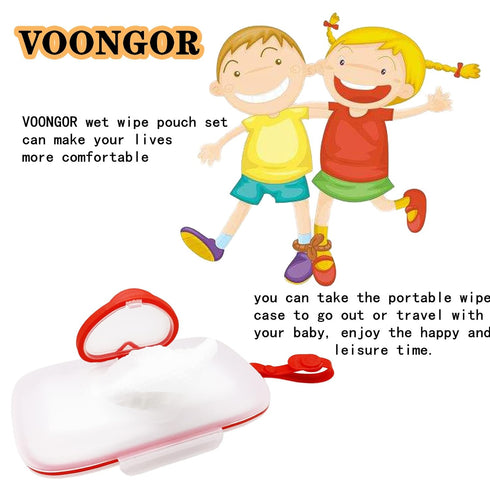 2 Baby Wipes Dispenser, Wipe Case with Pcs Portable Travel Wipes Pouch, Refillable Diaper Wipes Holder Container