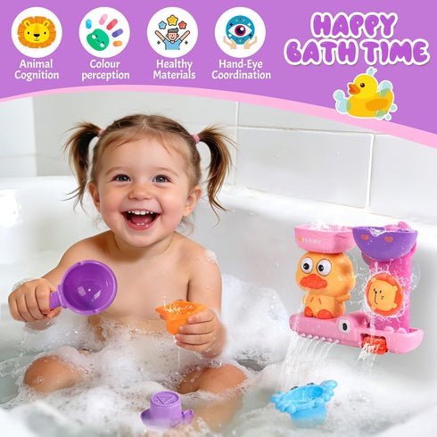 1-3 1+ 3 1 Baby Bath Toys for Kids Ages Interactive Toddler Bath Toys Duck Learning Mold Free Shower Tub Toys for Year