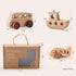 1-3, Set Wooden Cars for Toddlers Wooden Vehicles Baby Cars with Bus, Airplane and Boat, Montessori Rattle Toys