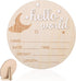 BOXOB Wooden Hello World Newborn Sign, 5.8in Birth Announcement Board Baby Name Plaque