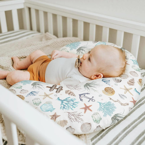 Summer Ocean Boho Nursing Pillow Covers for Boy Girl Seashells Conch Starfish Corals Anchors Nursing Pillow Slipcovers