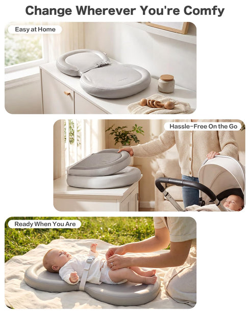 30"x18", Mamatepe Baby Changing Pad, Waterproof Wipe-Clean PU Foldable On-the-Go Travel Mat, Non-Slip with Adjustable