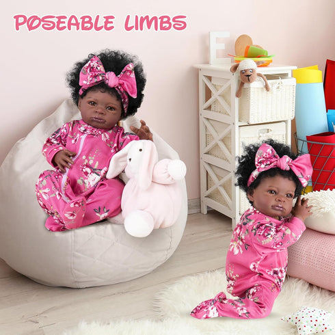 Aori Lifelike Black Reborn Baby Girl Dolls - 20 Inch Realistic Newborn Dolls