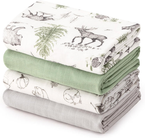 david's kids Muslin Swaddle Blankets, 4 Pack Organic Cotton Baby Blankets, Breathable