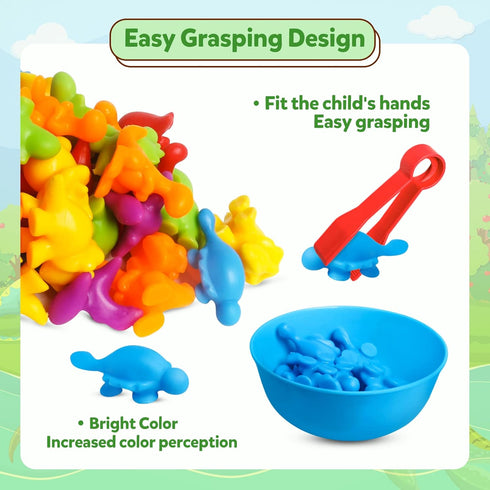 Counting Dinosaurs Toys Matching Games, Sorting Bowls for Kids Toddler Learning Activities, Montessori Fine Motor Skills