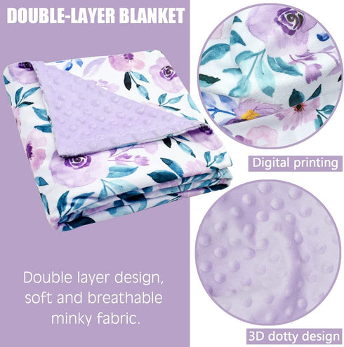Baby Blankets for Boys Girls Soft Minky Blanket for Newborn Infant Toddler Used for Crib Stroller Nursery (Purple Floral) by OWLOWLA