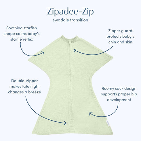 Cozy 4-8 SleepingBaby Zipadee-Zip Transition Swaddle - Baby Swaddling Blanket with Zipper Convenience - Roomy Wearable