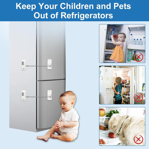 Refrigerator Lock Combination AOSITE 2 Pack Refrigerator Lock for Children Adhesive Freezer Lock Child Safe Refrigerator Lock for Kid Cabinet Lock for Refrigerator Door for Adults Fridge Child Lock