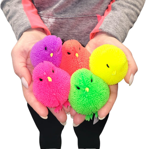6 Pack (3") (6) - Neon Color Chick Puffers Chicken Stress Relief Fun Soft Toys for Party Favors. Great for Soothing