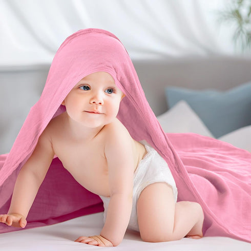 4 Towels,32"x 32" Preboun Pcs Muslin Hooded Baby Cotton Newborn Bath Towel Muslin Infant Baby Blankets Absorbent Unisex