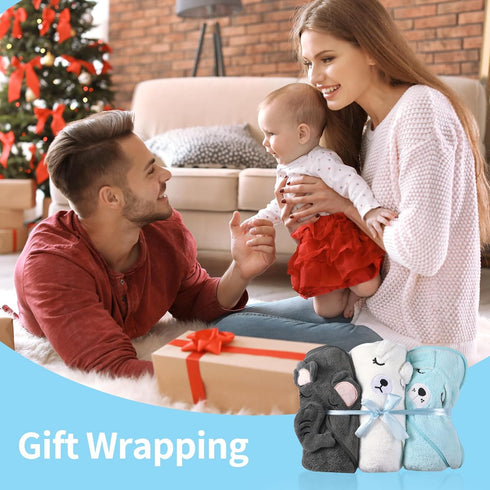 3 Pack VZZNN Baby Towels Hooded - Ultra Soft Baby Bath Towels, Newborn Baby Essentials, Premium Absorbentand