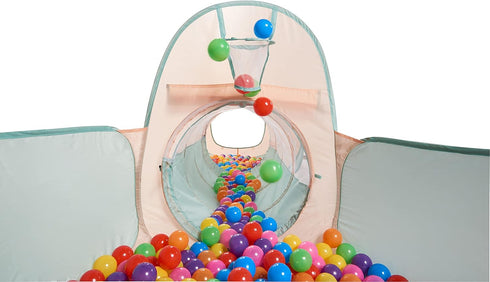UTEX 3 in 1 Pop Up Kids Play Tent with Tunnel and Ball Pit, Indoor/Outdoor Playhouse, Orange Pink/Light Green