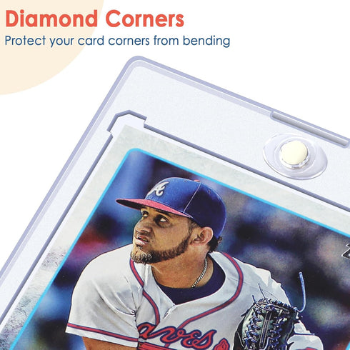 12Pcs Magnetic Card Holders for Trading Cards, 35pt Acrylic Hard Sleeves with Stands for Sports Cards Storage