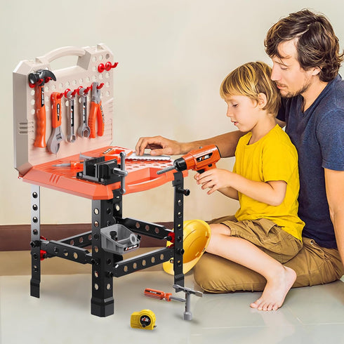 Kids Tool Bench Toy Workbench with Electric Drill, 91pcs Tool Accessories, Pretend Play Learning Toy for Ages 3-5