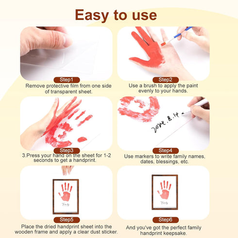 PUDEKO 5,DIY Set(5 8 Family Handprint Kit for Craft Family Memories Keepsake Art Baby Newborn Hand and Footprint Wooden