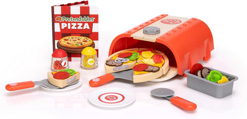 Fat Brain Toys Pretendables Backyard Pizza Oven Set, Kids Pretend Play Food