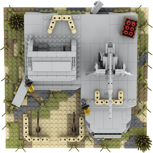 WW2 Set(928PCS). Military Battle Fort Building Block Suitable for Secondary Creation.Build Different Combat Buildings.