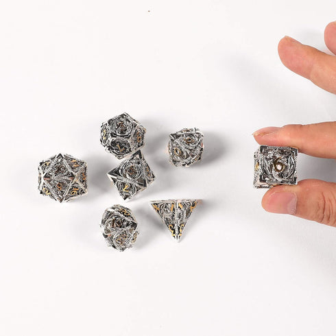 AncientDeer 7pcs Metal Dice Set D&D - Unique Dragon Pattern for Dungeons and Dragons, RPG, MTG, Board Games