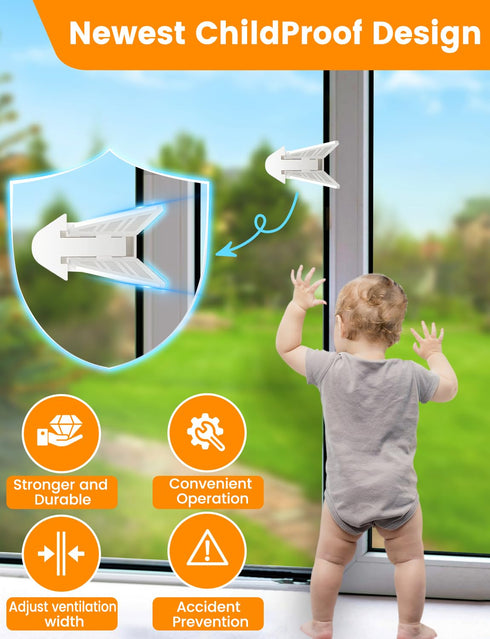 4PACK Sliding Glass Door Lock, Baby Proofing Window Door Locks Security Bar for Kids Patio Closet Doors