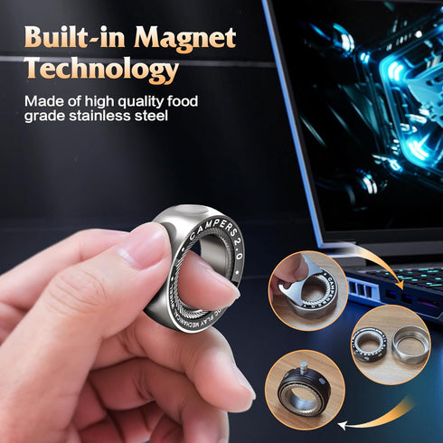 Upgrade Fidget Spinner for Stress Relief,Magnetic Fidget Spinner Rings with Rotating Sounds/Anti-Slip,Stainless Steel