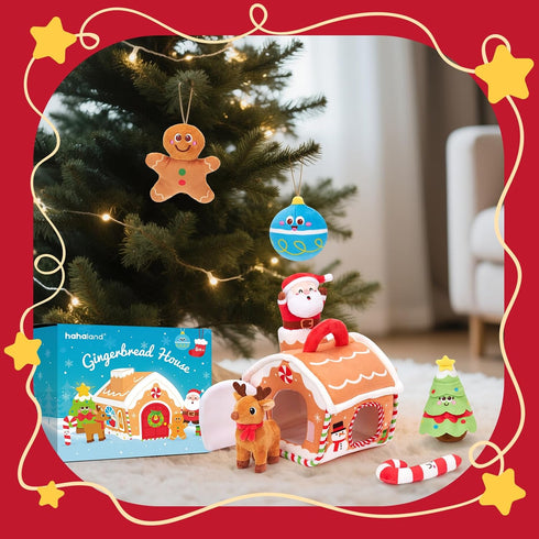 612 Set hahaland Baby Toy for Months Musical & Sensory Plush Toy with Gingerbread House, Santa, Reindeer & Rattles