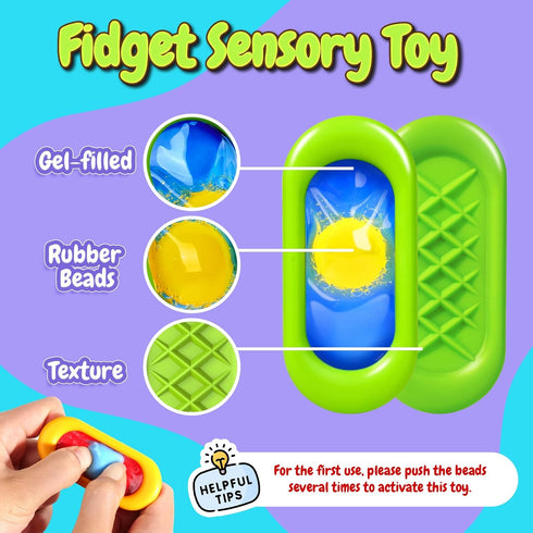 12 Sensory Marble Fidget for Kids Adults- Park Gel Filled Quiet Fidget for Student Classroom Prize, Texture Autism
