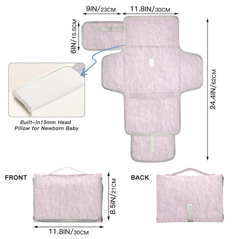 SyXIOP Pink Reusable Portable Changing pad with Tissue Pocket Diaper Changing pad Portable Infant Travel Station Kit