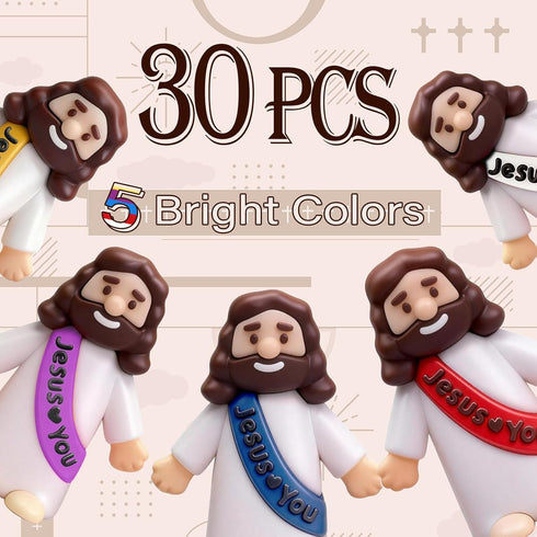 30 Pack 5 Little Jesus Figures Easter Religious Toys - Tiny Jesus Figures, Color Mini Jesus Figurines in Bulk, Baby