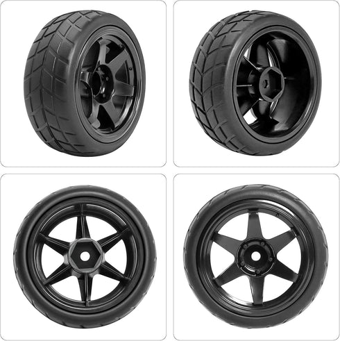 RC Station RC Drift Wheels and Tires, 1/10 1/16 Preglued 4PCS 12mm Hex for Traxxas Tamiya Kyosho HPI