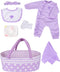 Aori 7 Pcs Reborn Baby Dolls Clothes with Bassinet for 17-22 Inch