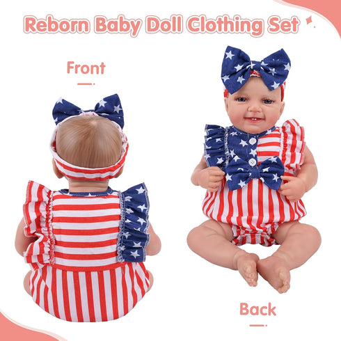 BABESIDE 2 Pcs Reborn Baby Doll Clothes Set, 17-22 Inch Baby Doll Clothing Accessories with Headband